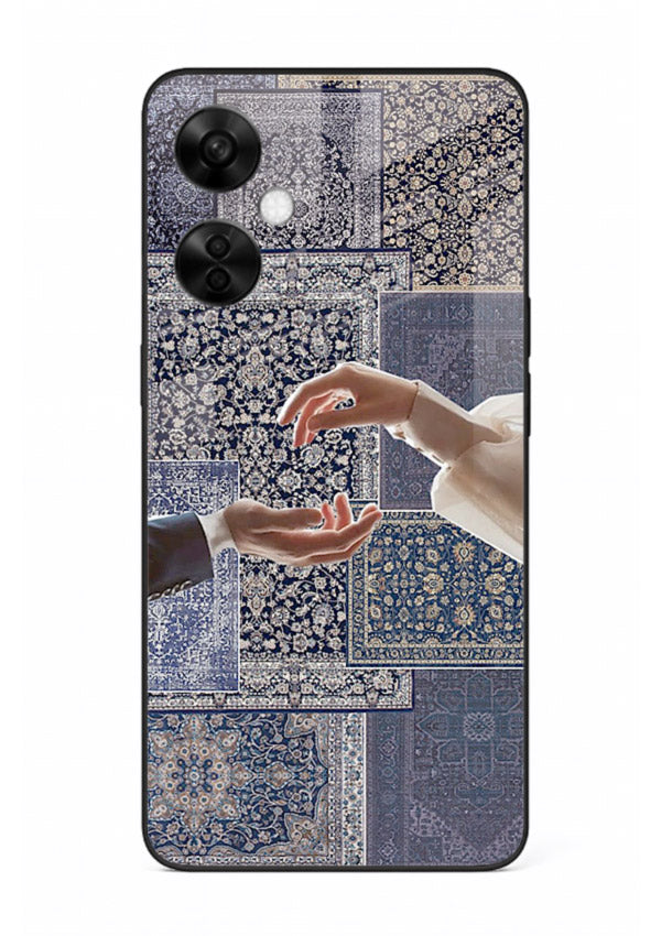 Aesthetic hands artwork printed on tempered glass OnePlus Nord CE3 Lite back cover