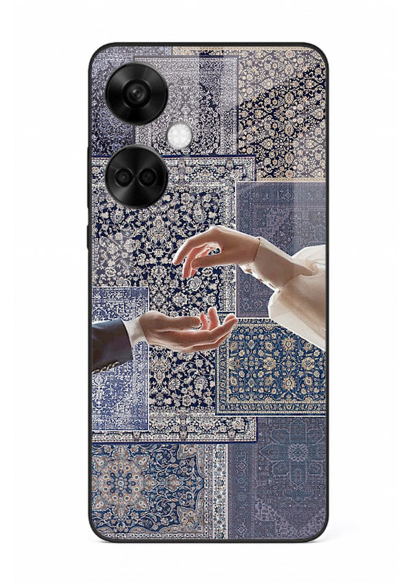 Aesthetic hands artwork printed on tempered glass OnePlus Nord CE3 back cover
