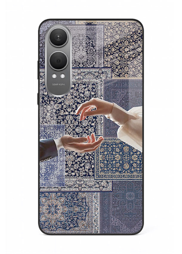 Aesthetic hands artwork printed on tempered glass OnePlus Nord CE4 Lite back cover