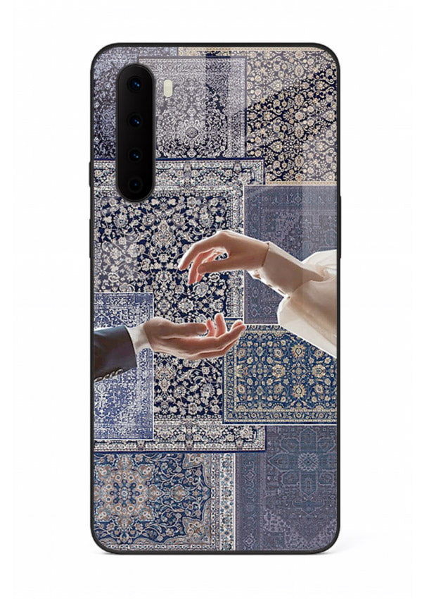 Aesthetic hands artwork printed on tempered glass OnePlus Nord back cover