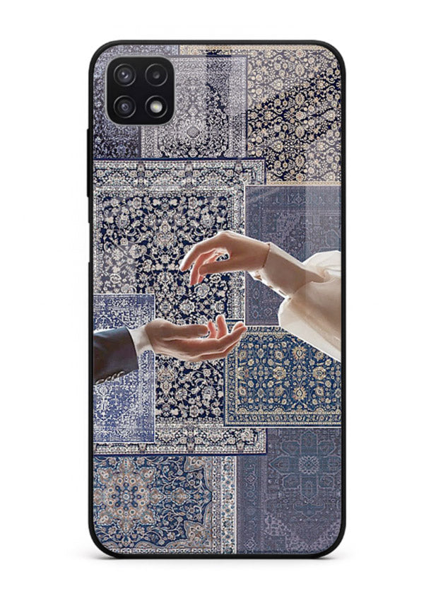 Aesthetic hands artwork printed on tempered glass Samsung F42 5G back cover