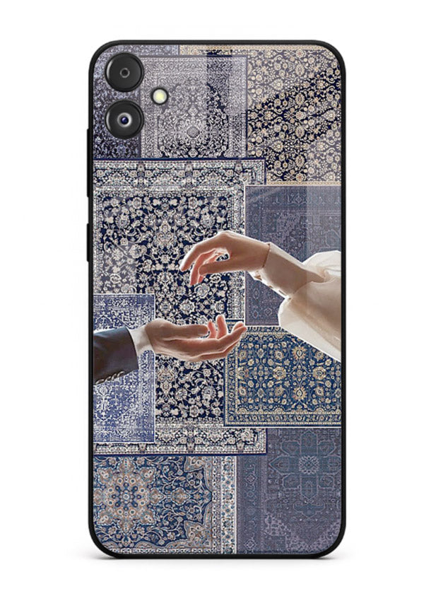 Aesthetic hands artwork printed on tempered glass Samsung F14 5G back cover
