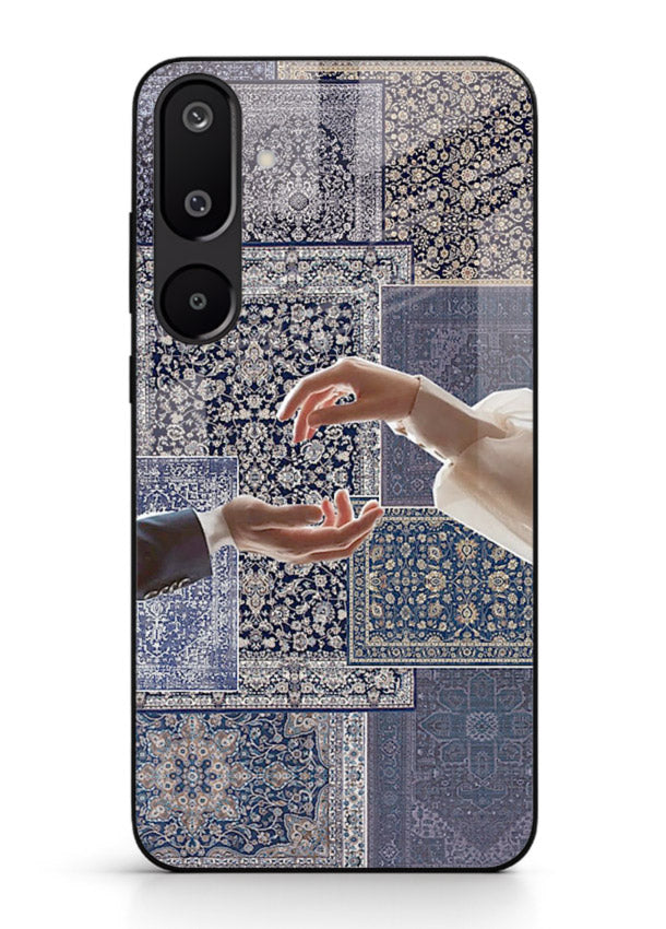 Aesthetic hands artwork printed on tempered glass Samsung M16 5G back cover