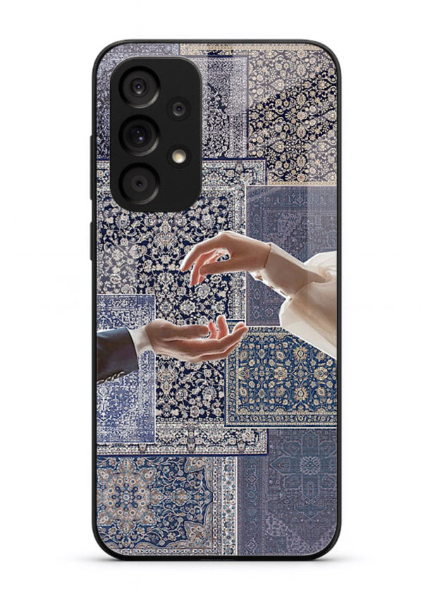 Aesthetic hands artwork printed on tempered glass Samsung A73 5G back cover