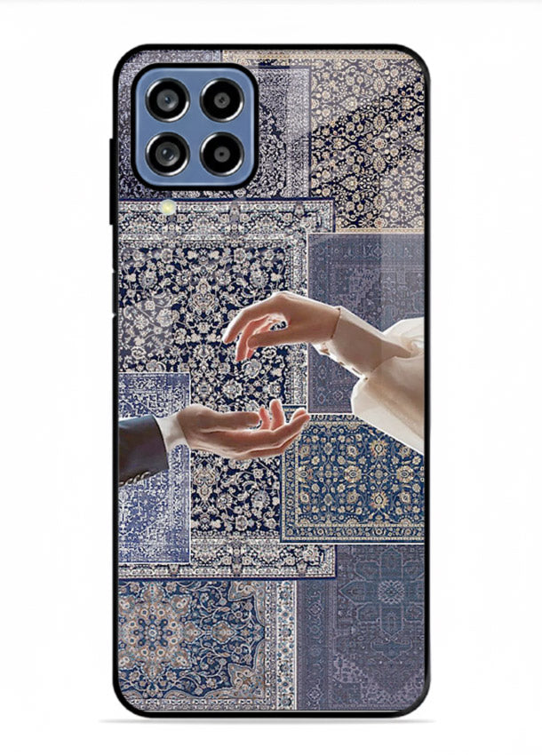 Aesthetic hands artwork printed on tempered glass Samsung F22 4G back cover