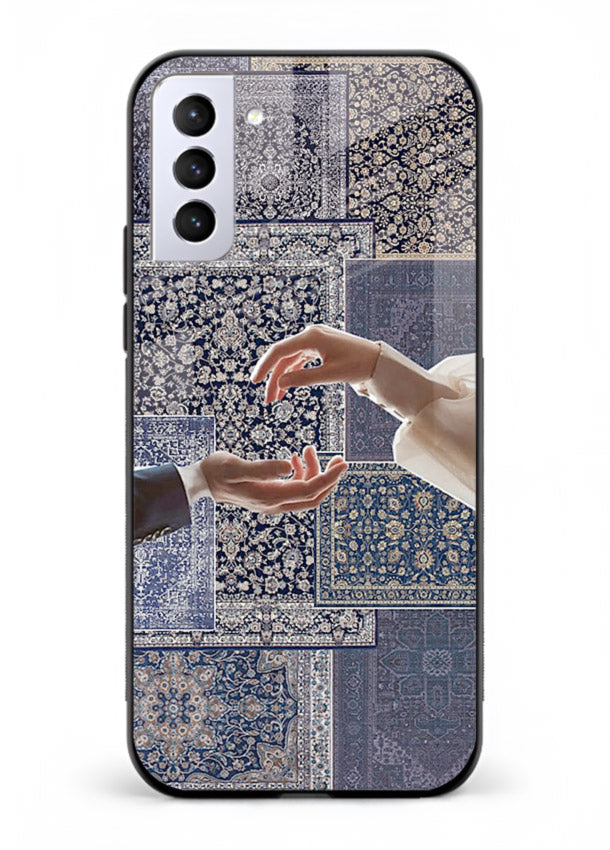 Aesthetic hands artwork printed on tempered glass Samsung S21 FE back cover