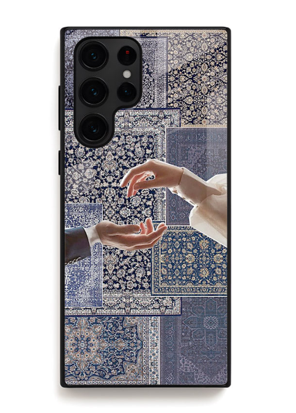 Aesthetic hands artwork printed on tempered glass Samsung S25 Ultra back cover