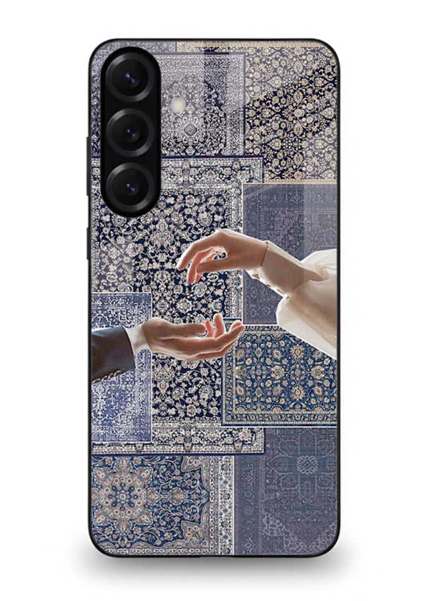 Aesthetic hands artwork printed on tempered glass Samsung S23 FE back cover
