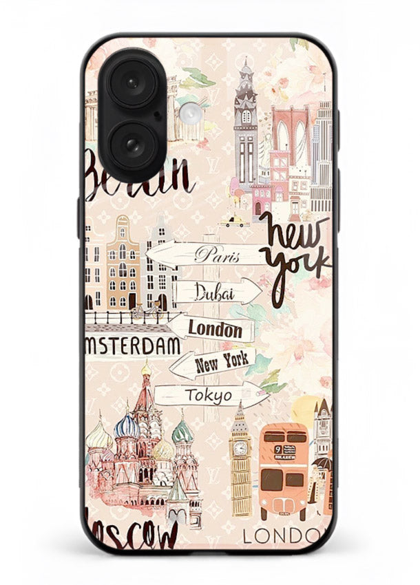 Famous Cities Doodles global city artwork iphone 17 glass back cover