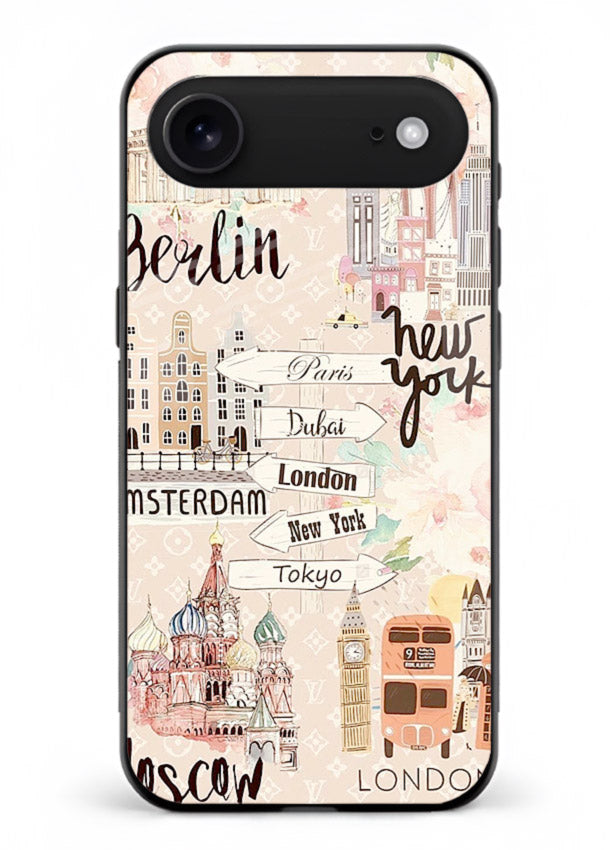 Famous Cities Doodles global city artwork iphone 18 air glass back cover