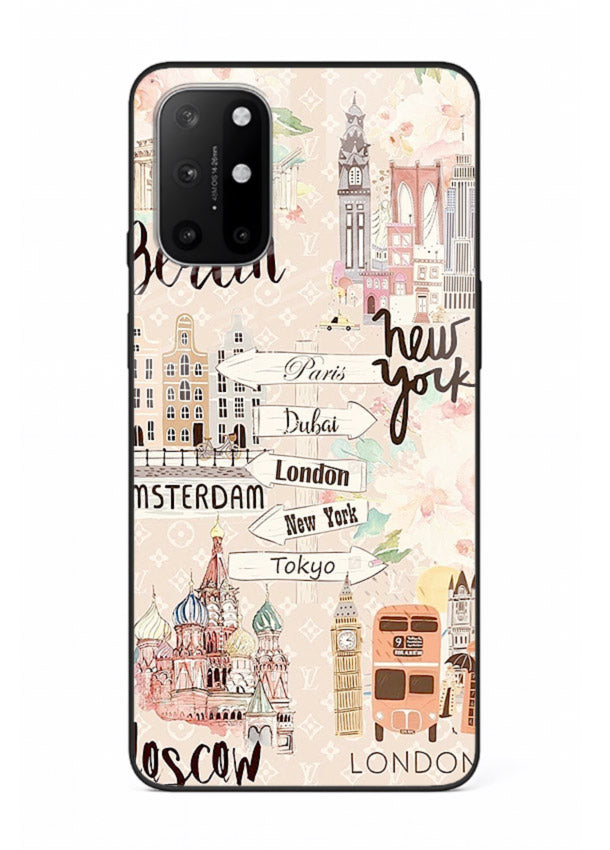 Famous Cities Doodles global city artwork OnePlus 8T glass back cover