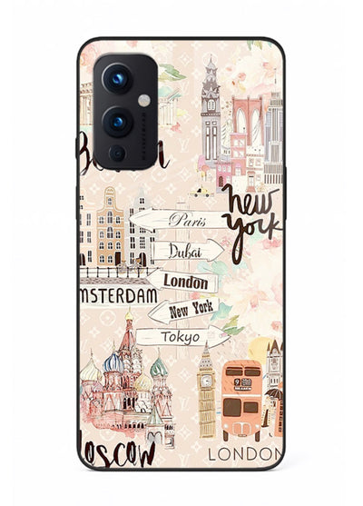 Famous Cities Doodles global city artwork OnePlus 9 Pro glass back cover