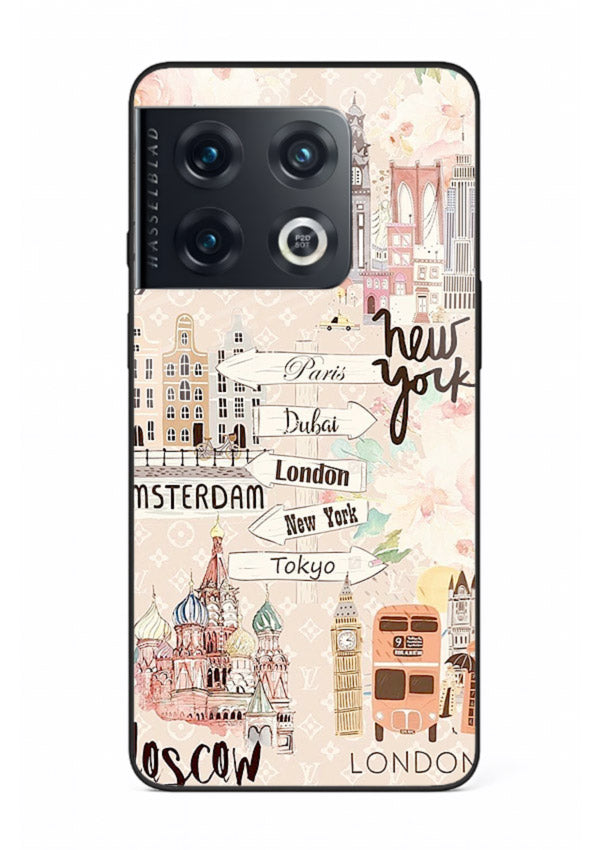 Famous Cities Doodles global city artwork OnePlus 10 Pro glass back cover