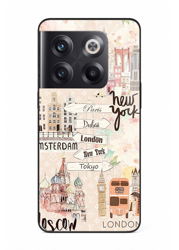 Famous Cities Doodles global city artwork OnePlus 10T glass back cover