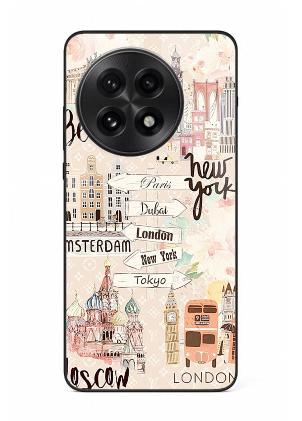 Famous Cities Doodles global city artwork OnePlus 13R glass back cover