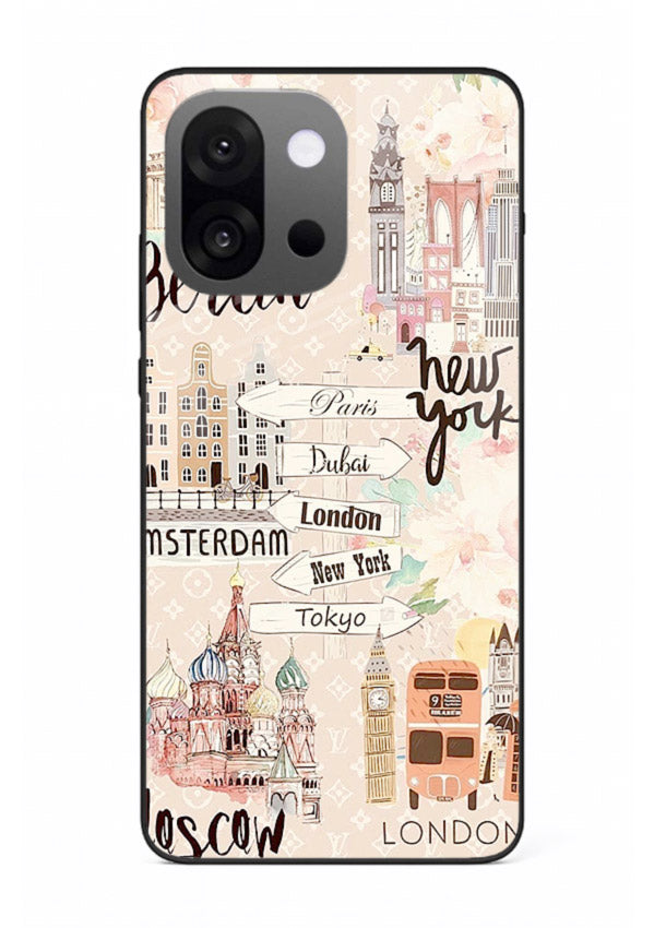 Famous Cities Doodles global city artwork OnePlus 13s glass back cover