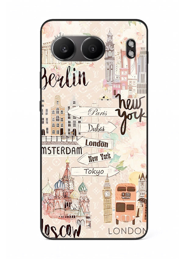 Famous Cities Doodles global city artwork OnePlus Nord 4 glass back cover