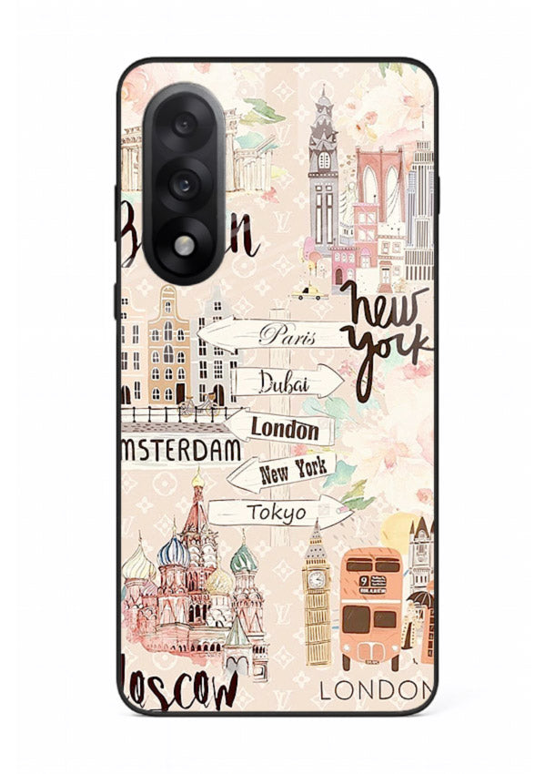 Famous Cities Doodles global city artwork OnePlus Nord 5 glass back cover