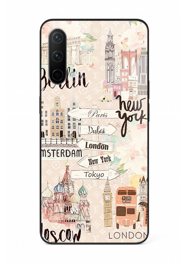 Famous Cities Doodles global city artwork OnePlus Nord CE 5G glass back cover