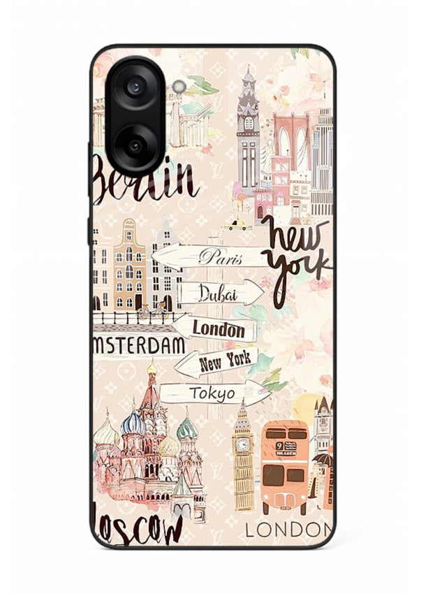 Famous Cities Doodles global city artwork OnePlus Nord CE5 glass back cover