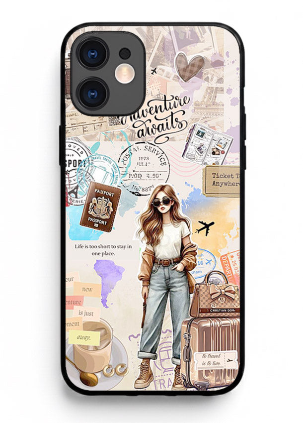 Fashion Travel Collage stylish artwork iphone 12 mini glass back cover