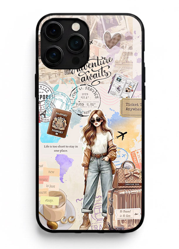 Fashion Travel Collage stylish artwork iphone 12 pro max glass back cover