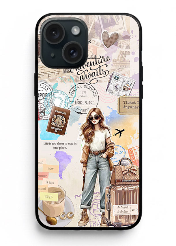 Fashion Travel Collage stylish artwork iphone 13 mini glass back cover