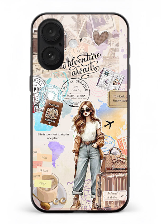 Fashion Travel Collage stylish artwork iphone 17 glass back cover