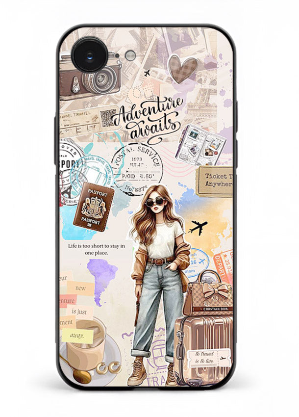 Fashion Travel Collage stylish artwork iphone 16e glass back cover