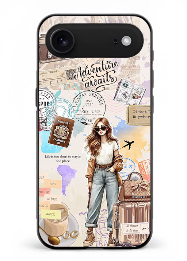 Fashion Travel Collage stylish artwork iphone 17 air glass back cover