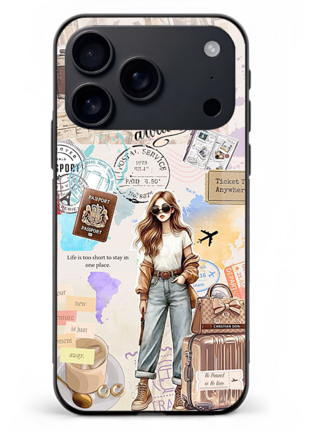 Fashion Travel Collage stylish artwork iphone 18 pro max glass back cover