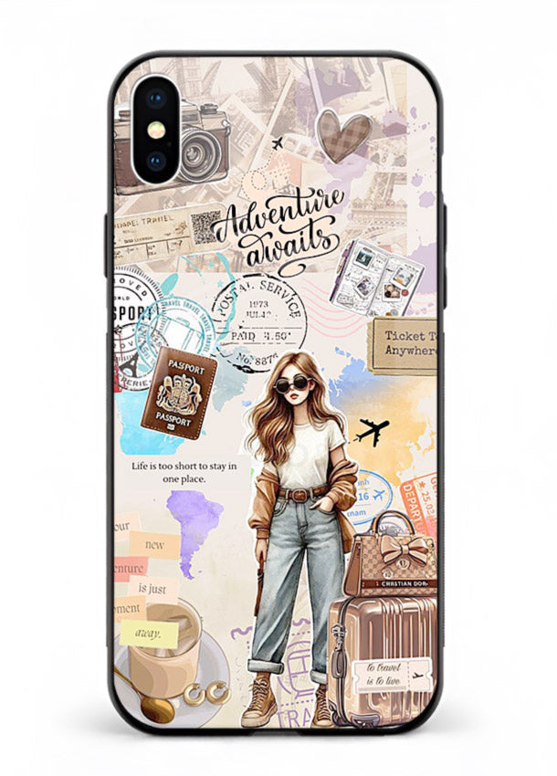Fashion Travel Collage stylish artwork iphone xs max glass back cover