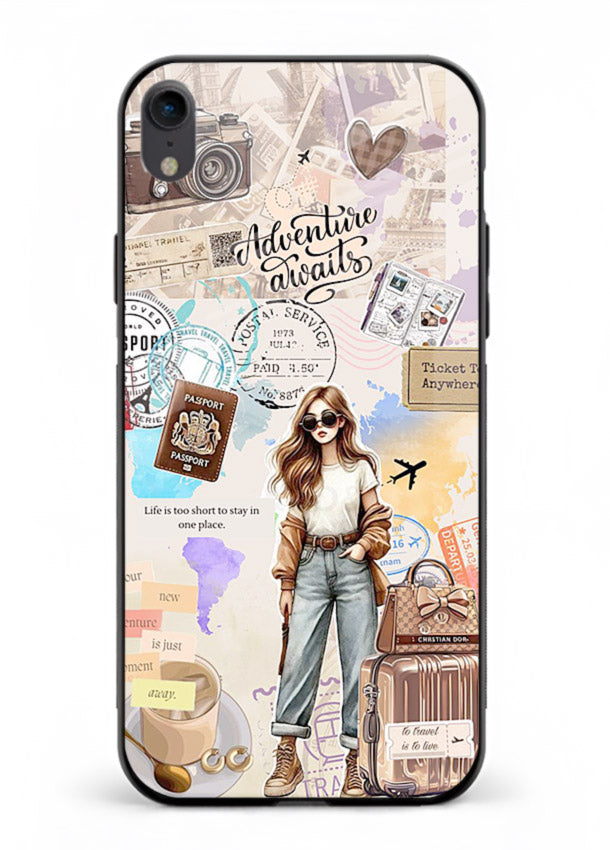 Fashion Travel Collage stylish artwork iphone xr glass back cover