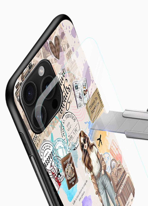 Fashion Travel Collage stylish artwork glossy vibrant premium glass back cover - Angle Blade
