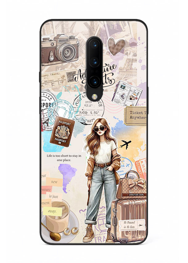 Fashion Travel Collage stylish artwork OnePlus 7 Pro glass back cover