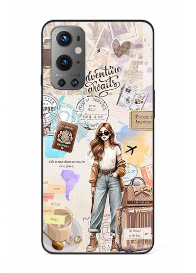 Fashion Travel Collage stylish artwork OnePlus 9 glass back cover