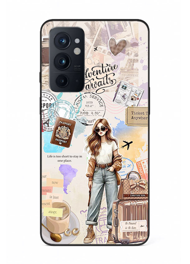 Fashion Travel Collage stylish artwork OnePlus 9RT glass back cover