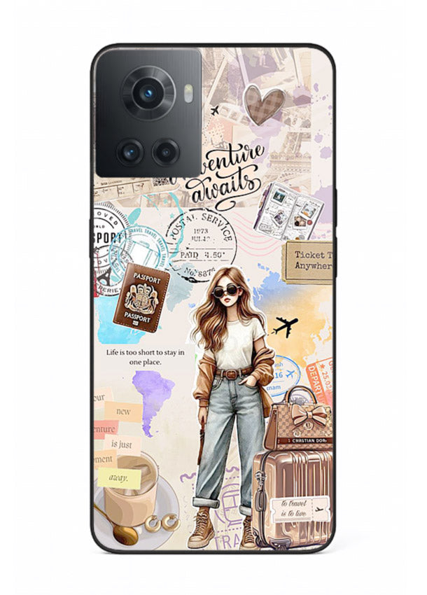 Fashion Travel Collage stylish artwork OnePlus 10R glass back cover