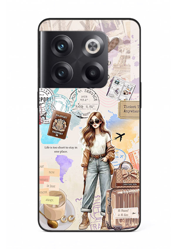 Fashion Travel Collage stylish artwork OnePlus 10T glass back cover