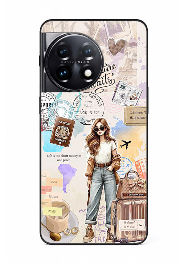 Fashion Travel Collage stylish artwork OnePlus 11R glass back cover