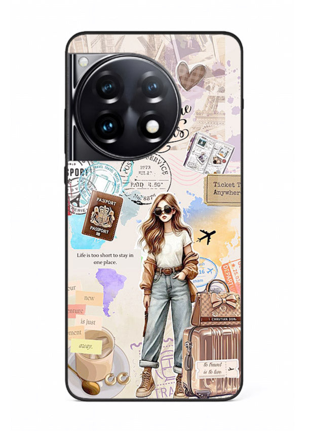 Fashion Travel Collage stylish artwork OnePlus 12R glass back cover