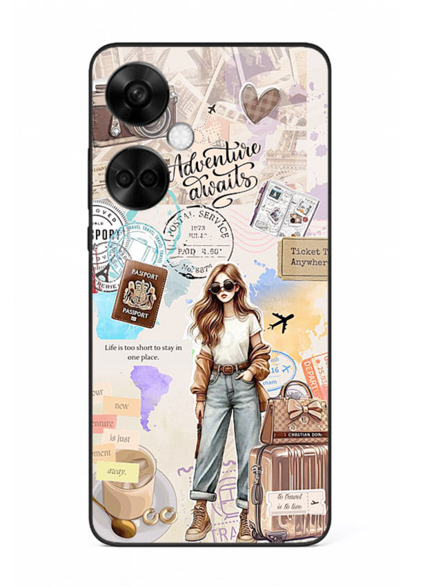 Fashion Travel Collage stylish artwork OnePlus Nord CE3 glass back cover
