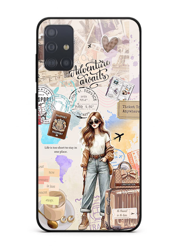 Fashion Travel Collage stylish artwork Samsung A51 glass back cover