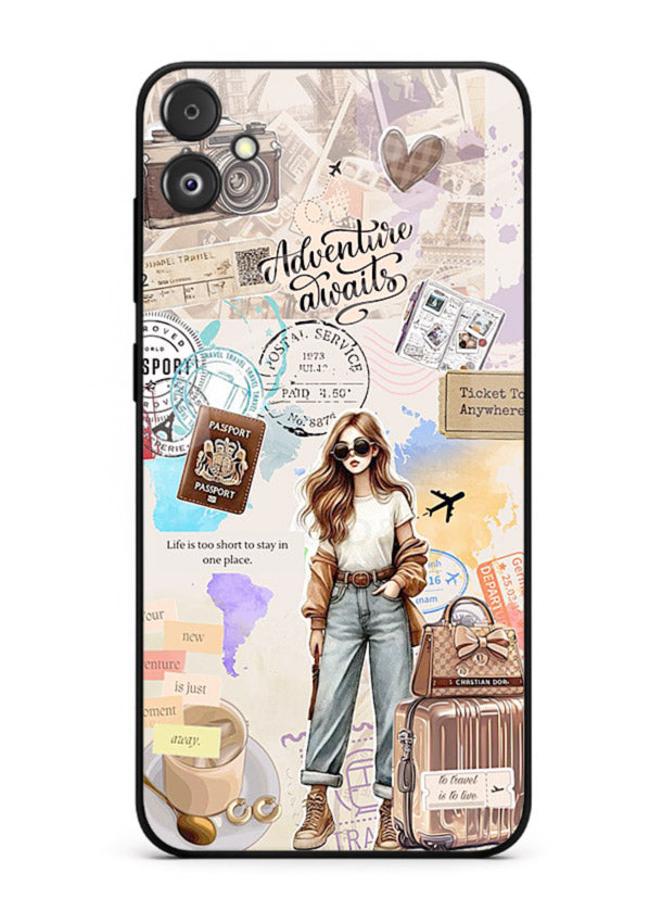 Fashion Travel Collage stylish artwork Samsung F14 5G glass back cover