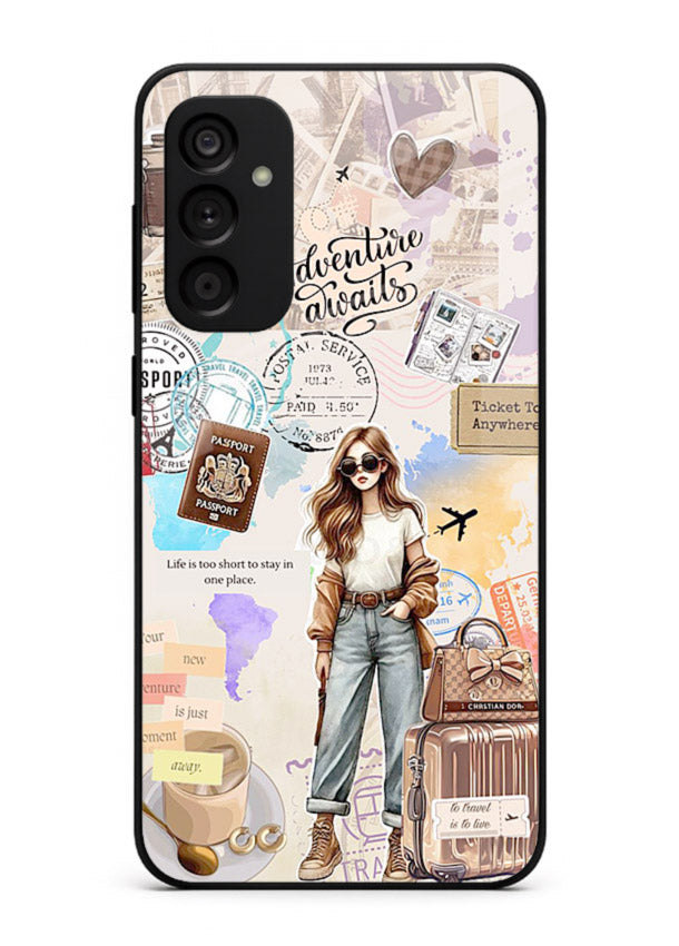 Fashion Travel Collage stylish artwork Samsung F23 5G glass back cover