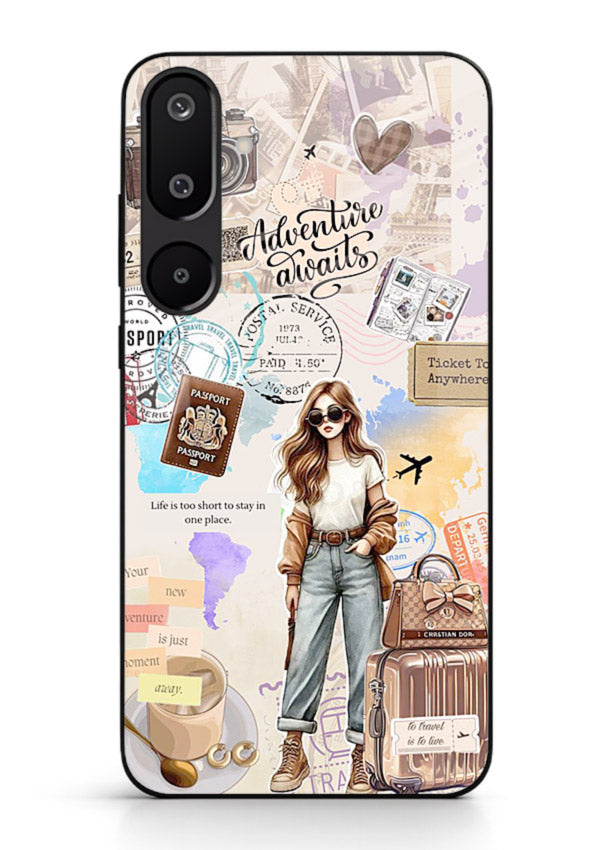 Fashion Travel Collage stylish artwork Samsung F16 5G glass back cover
