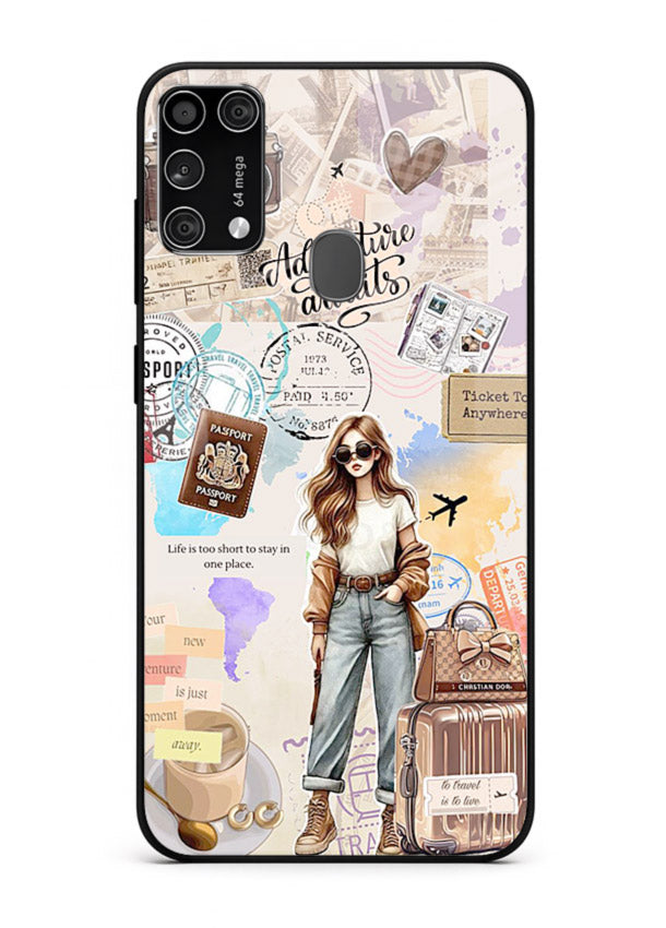 Fashion Travel Collage stylish artwork Samsung M31 Prime glass back cover