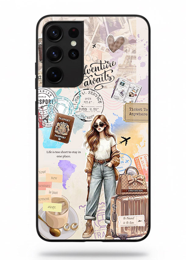 Fashion Travel Collage stylish artwork Samsung S21 Ultra glass back cover