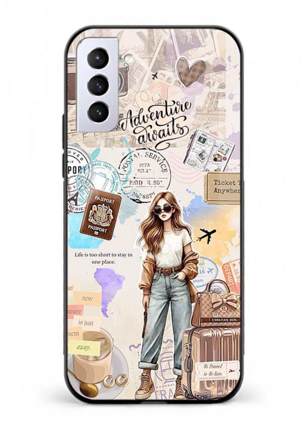 Fashion Travel Collage stylish artwork Samsung S21 Plus glass back cover
