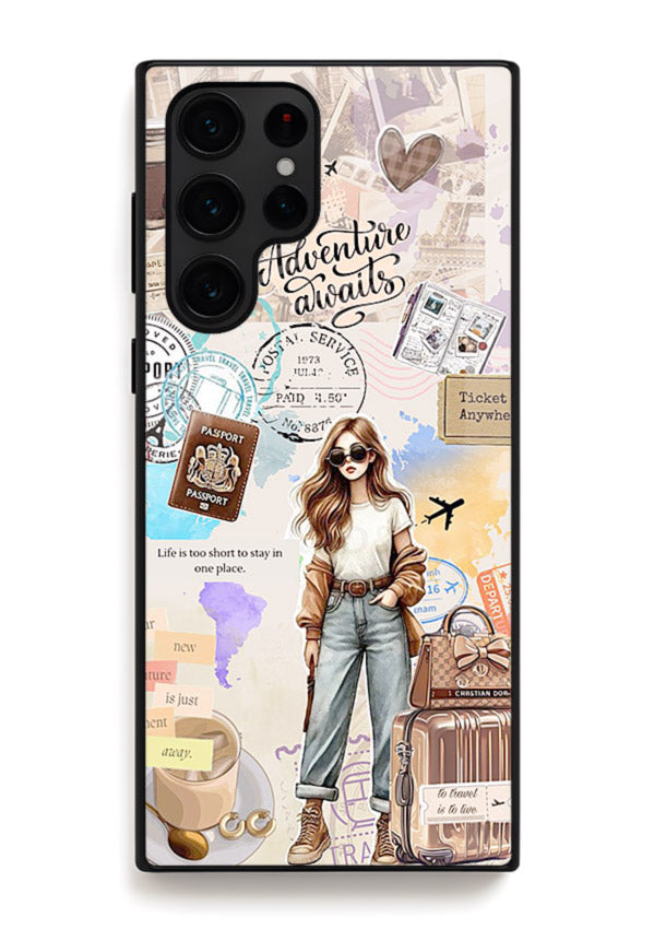 Fashion Travel Collage stylish artwork Samsung S22 Ultra glass back cover